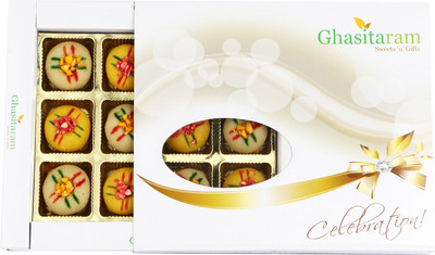 

Ghasitaram Gifts Assorted Mawa Sugarfree Peda 12 pcs White Box(350 g, Box)