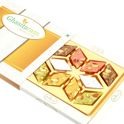 

Ghasitaram Gifts Assorted Sugarfree Kaju Katlis in White Box(250 g, Box)