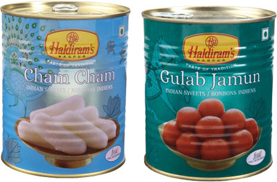 

Haldiram's Chamcham and Gulab Jamun (Combo Pack)(2 kg, Tin)
