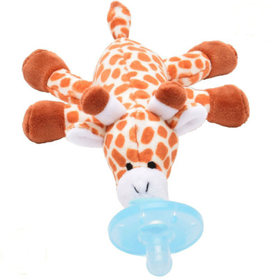 

Wimbly Giraffe Pacifier for babies - Stuffed Animal Binky, Soft Plush Toy with Silicone Baby Dummy Soother(Orange)