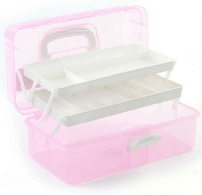 

Shrih Portable 3 Compartments/Layers Multipurpose Medicine Organiser Cosmetic Organizer or Vanity Multipurpose Box Cosmetic Organizer, Medicine Organizer, Stationary Organizer Vanity Box(Pink)