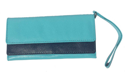 

Elysian Women Multicolor Genuine Leather Wrist Wallet(15 Card Slots), Blue