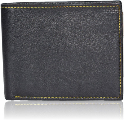 

Adam Zac Men Black Genuine Leather Wallet(9 Card Slots), Black-brown
