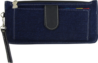 

EMOSHA Women Casual Blue Denim Wallet(6 Card Slots), Black