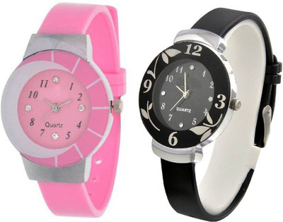 

Swadesi Stuff Stylish Black & Pink color watch combo of 2 110 Watch - For Women