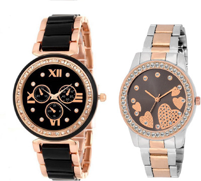 

DECLASSE BRG-26 Chrono-Pattern Pearly Genva urban style with DESIGNER DUAL TONE LOVING HEARTS WOMEN Watch Watch - For Girls