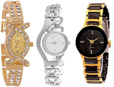 

Swadesi Stuff Golden And PU Strap New Fresh Arrival Stylish Combo WATCHES For Woman And Girls KK001 Watch Watch - For Women