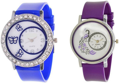 

Swadesi Stuff New Arrival Multi color blue and purple color watch combo of 2 watches for women Watch - For Women