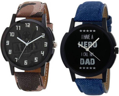 

Swadesi Stuff New Arrival Premium Quality Army theme & Hero dad Leather belt watch for Men combo of 2 watches Watch - For Men