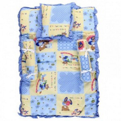 

Littles (Cotton, Bear Printing) Baby Bed Standard Crib(Fabric, Blue)