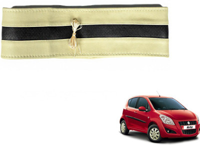 MOCKHE Hand Stiched Steering Cover For Maruti Ritz(Beige, Black, Leatherite)