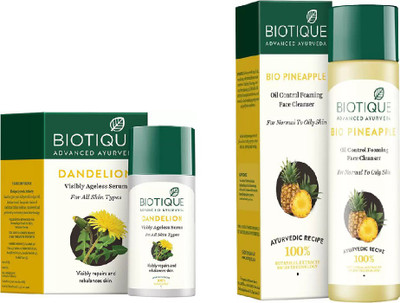 

BIOTIQUE BIO Bio Dandelion Ageless Lightening Serum, Bio Pineapple Oil Control Face Cleanser For Normal To Oil Skin(Set of 2)