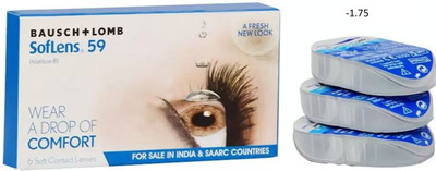 

baush & lomb Soflens 59 Monthly Contact Lens Monthly(-1.75, Contact Lenses, Pack of 3)