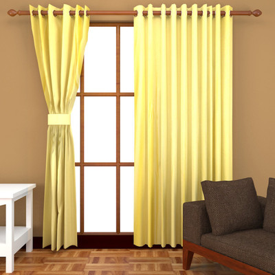 

Akshya 213 cm (7 ft) Polyester Door Curtain (Pack Of 2)(Plain, Yellow)