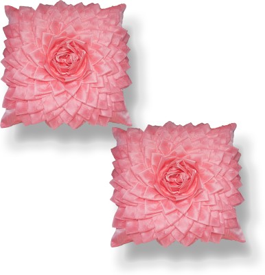 ks craft Polyester, Dupion Silk Cushions Cover(Pack of 2, 40*40, Pink)