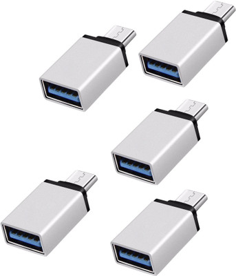 

ReTrack SET OF 5PC Metal Type C Male to USB3.0 Female for Laptop Mobile OTG USB Adapter(Silver)