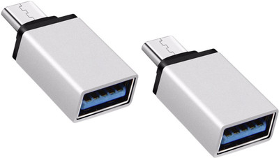 

ReTrack SET OF 2PC Metal Type C Male to USB3.0 Female for Laptop Mobile OTG USB Adapter(Silver)