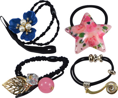 

Saamarth Impex Elastic Rubber Hair Ties Band Rope Ponytail Holder Hair Bracelets For Girls Women 4 Piece Set Rubber Band(Multicolor)