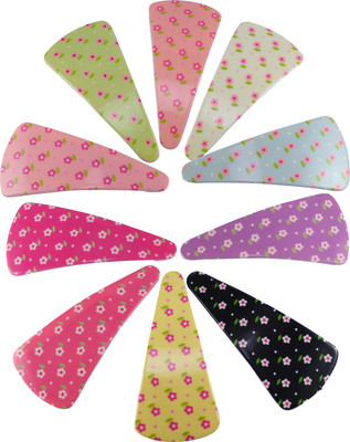 

Saamarth Impex Big Size Snap Hair Clips Metal Hair Clip Barrettes for Girls With Patterns Set Of 10 Hair Clip(Multicolor)