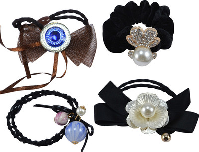 

Saamarth Impex Fashion Hair Scrunchies For Women / A Premium Scrunchy Rubber Band To Tie Hairs Set Of 4 Piece Rubber Band(Multicolor)