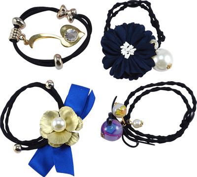 

Saamarth Impex Stylish Long Elastics Hair Rubber Bands / Hair Bands Flower Design Hair Accessories For Women & Girls-4 Piece Set Rubber Band(Multicolor)