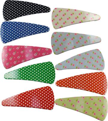 

Saamarth Impex Snap Hair Clips Metal Hair Clip Barrettes for Girls With Patterns Set Of 10 Hair Clip(Multicolor)