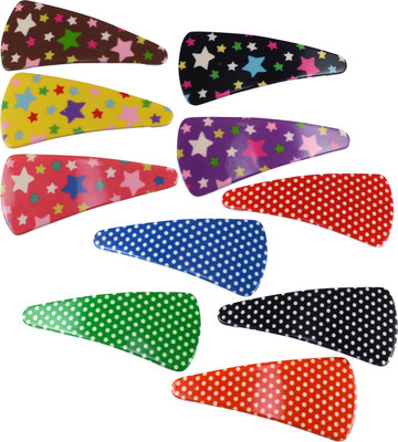 

Saamarth Impex Multicolor Printed Hair Snap Clip Dotted Star Theme Big Size Hair Clip Set Of 10 Hair Clip(Multicolor)