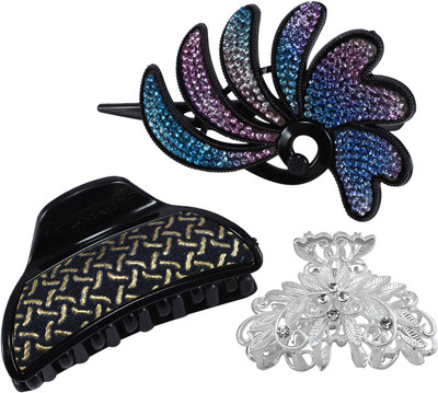 

Saamarth Impex New Design Fashion Rhinestone Beaded Hair Claw Clips Headwear Accessories For Women Girls Hair Jewelry-3 Piece Set Hair Clip(Multicolor)