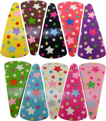 

Saamarth Impex Big Size Snap Hair Clips Metal Hair Clip Barrettes for Girls With Patterns Set Of 10 Hair Clip(Multicolor)