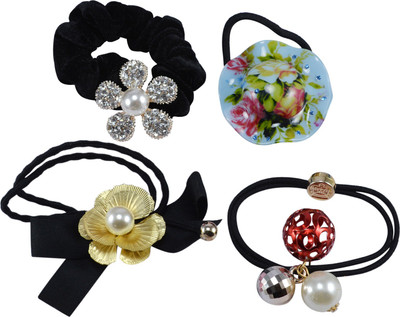 

Saamarth Impex Hair Accessories Latest Stylish Rubber Band Pony Tie Hair Accessories For Women Set Of 4 Piece Rubber Band(Multicolor)