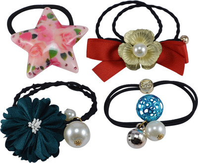 

Saamarth Impex Hair Accessories Latest Stylish Rubber Band Pony Tie Hair Accessories For Women Set Of 4 Piece Rubber Band(Multicolor)