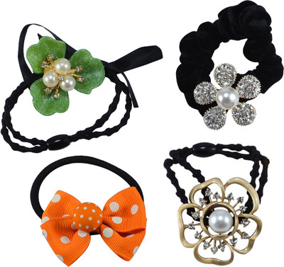 

Saamarth Impex Hair Accessories Latest Stylish Rubber Band Pony Tie Hair Accessories For Women Set Of 4 Piece Rubber Band(Multicolor)