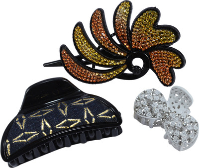 

Saamarth Impex Party Casual Wedding Wear Designer Premium Fancy Hair Clip For Women & Girls Set OF 3 Hair Clip(Multicolor)