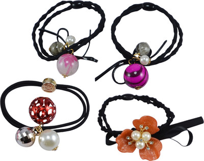 

Saamarth Impex Stylish Long Elastics Hair Rubber Bands / Hair Bands Flower Design Hair Accessories For Women & Girls-4 Piece Set Rubber Band(Multicolor)