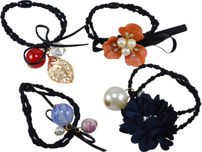 

Saamarth Impex Elastic Rubber Hair Ties Band Rope Ponytail Holder Hair Bracelets For Girls Women 4 Piece Set Rubber Band(Multicolor)