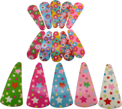 

Saamarth Impex Snap Hair Clips Metal Hair Clip Barrettes for Girls With Patterns Set Of 15 Hair Clip(Multicolor)