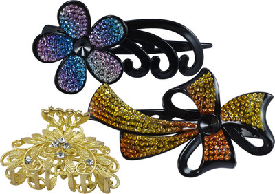 

Saamarth Impex New Design Fashion Rhinestone Beaded Hair Claw Clips Headwear Accessories For Women Girls Hair Jewelry-3 Piece Set Hair Clip(Multicolor)