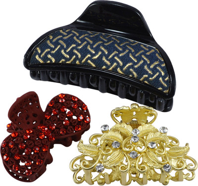 

Saamarth Impex Party Casual Wedding Wear Designer Premium Fancy Hair Clip For Women & Girls Set OF 3 Hair Clip(Multicolor)