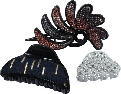 

Saamarth Impex Party Casual Wedding Wear Designer Premium Fancy Hair Clip For Women & Girls Set OF 3 Hair Clip(Multicolor)