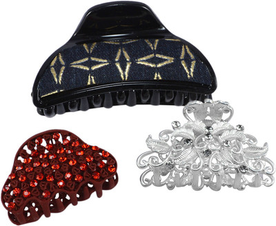 

Saamarth Impex Party Casual Wedding Wear Designer Premium Fancy Hair Clip For Women & Girls Set OF 3 Hair Clip(Multicolor)