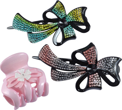 

Saamarth Impex Beads Decorated Solid Design Hair Accessories 3 Piece Set Big Size Clip Hair Clip(Multicolor)