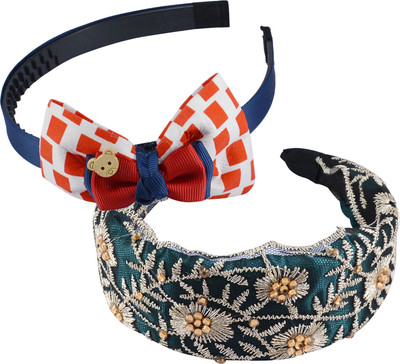 

Saamarth Impex Wedding Collection Party Wear Hair Band Hair Accessories Head Gear Headband Crown Tiara Pageant for Girls and Women-2 Piece Head Band(Multicolor)