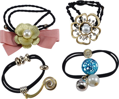 

Saamarth Impex Fashion Hair Scrunchies For Women / A Premium Scrunchy Rubber Band To Tie Hairs Set Of 4 Piece Rubber Band(Multicolor)