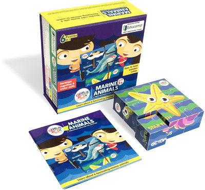 

Genius Box Learning and Educational Toys for Children: Fishes 6 in 1 Wooden Cube Puzzle (9 Pieces)(Multicolor)