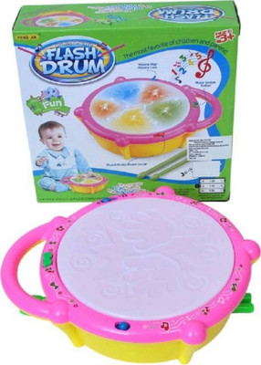 

gunvaan Musical Flash Drum with 2 Sticks Light Sound Battery (Multicolor)(Pink)