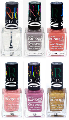 

Bonjour Paris Candy Color Long Lasting Nail paint For Teen Girls Women Nail Polish set A 268 Top coat-Light Gray-Nude-Nude-Light Purple-Golden(Pack of 6)