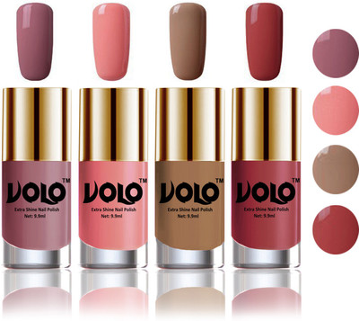 

Volo HD Colors High-Shine Long Lasting Non Toxic Professional Nail Polish Set of 4 Nudes Spring, Candy Cotton, Dark Nude, Tan(Pack of 4)