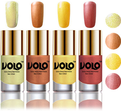 

Volo HD Colors High-Shine Long Lasting Non Toxic Professional Nail Polish Set of 4 Chrome Olive Green, Bronze Magnetic, Gold Chrome, Hot Lava(Pack of 4)