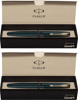 PARKER Frontier Matte Black (Gold Nib) GT Fountain Pen(Pack of 2, Blue)
