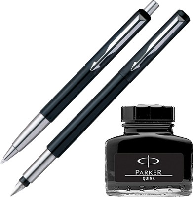 PARKER Vector Standard Sets Fountain Pen & Ball Pen with Black Quink Ink Bottle(Pack of 2, Black)